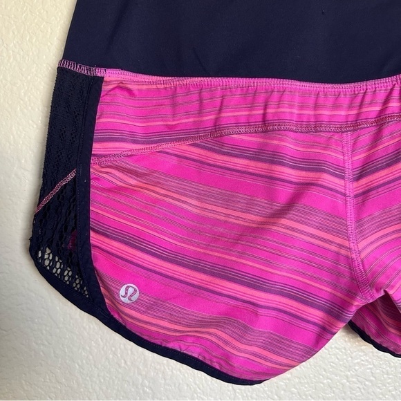 Lululemon Run Sun Sprinter Elevation Stripe Pow Pink Deep Indigo Short Size 4 - Picture 9 of 16